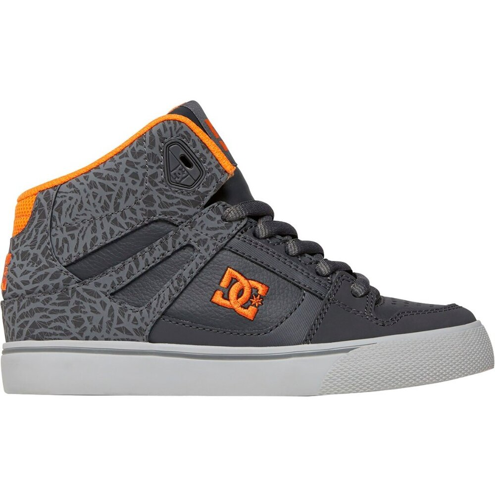 DC Boys Spartan High SE Leather Skate Shoe Gray Orange
